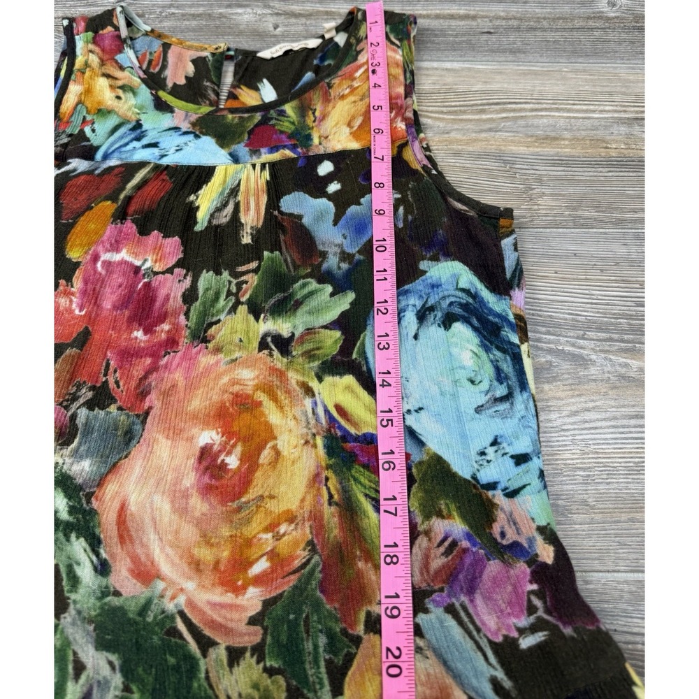 Soft Surroundings Rosalie Tiered Maxi Dress MED Brown Floral Sleeveless Resort - Picture 12 of 16